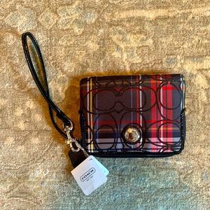 Coach wristlet wallet - black/plaid
